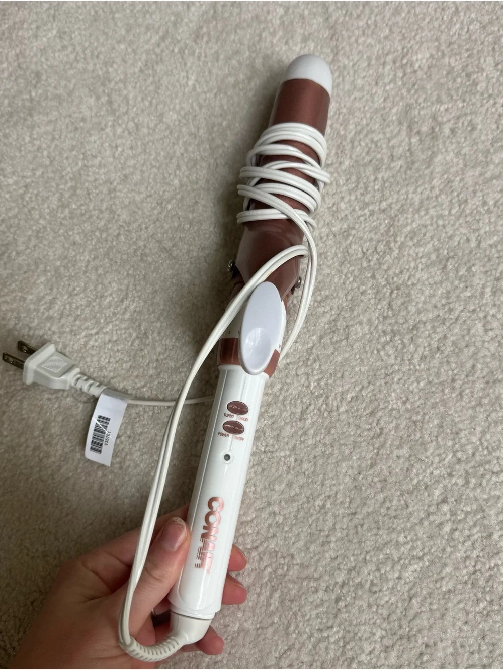 Rose Gold and White Curling Iron with Clamp
